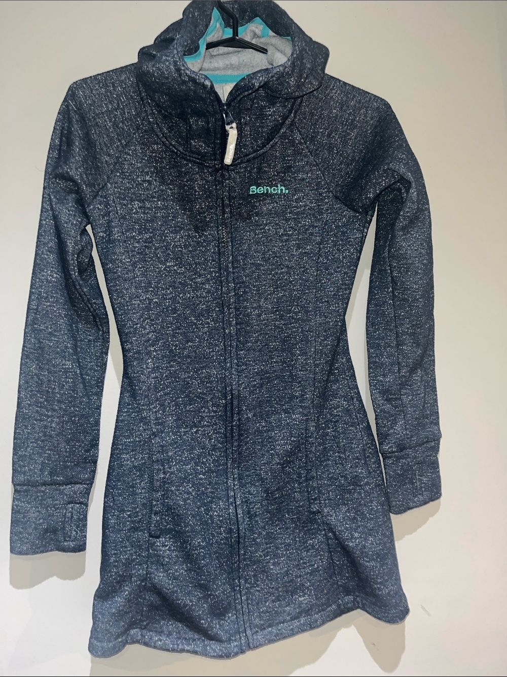 Bench Girls' Navy Heather Full‑Zip Hooded Sweatshirt